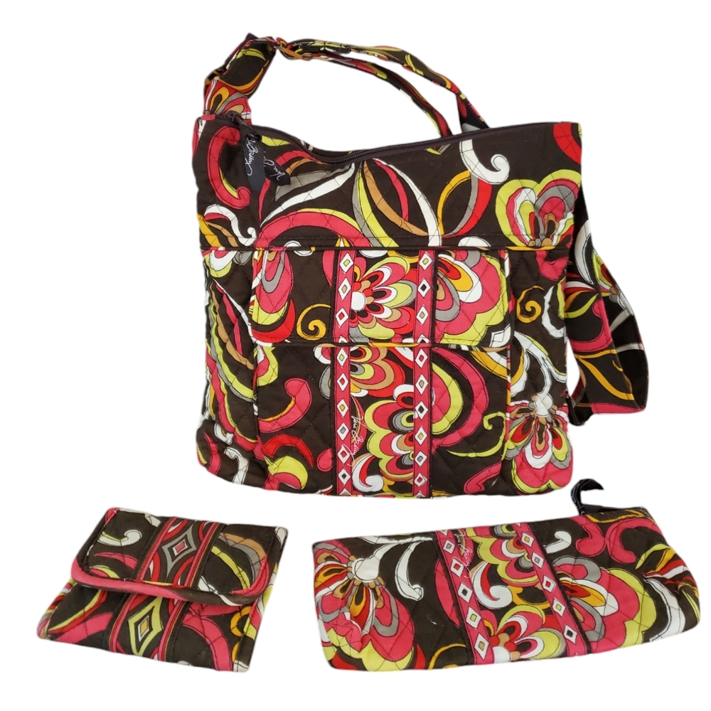 VERA BRADLEY PUCCINI QUILTED CROSSBODY BAG, TRIFOLD WALLET & PENCIL BAG SET '06